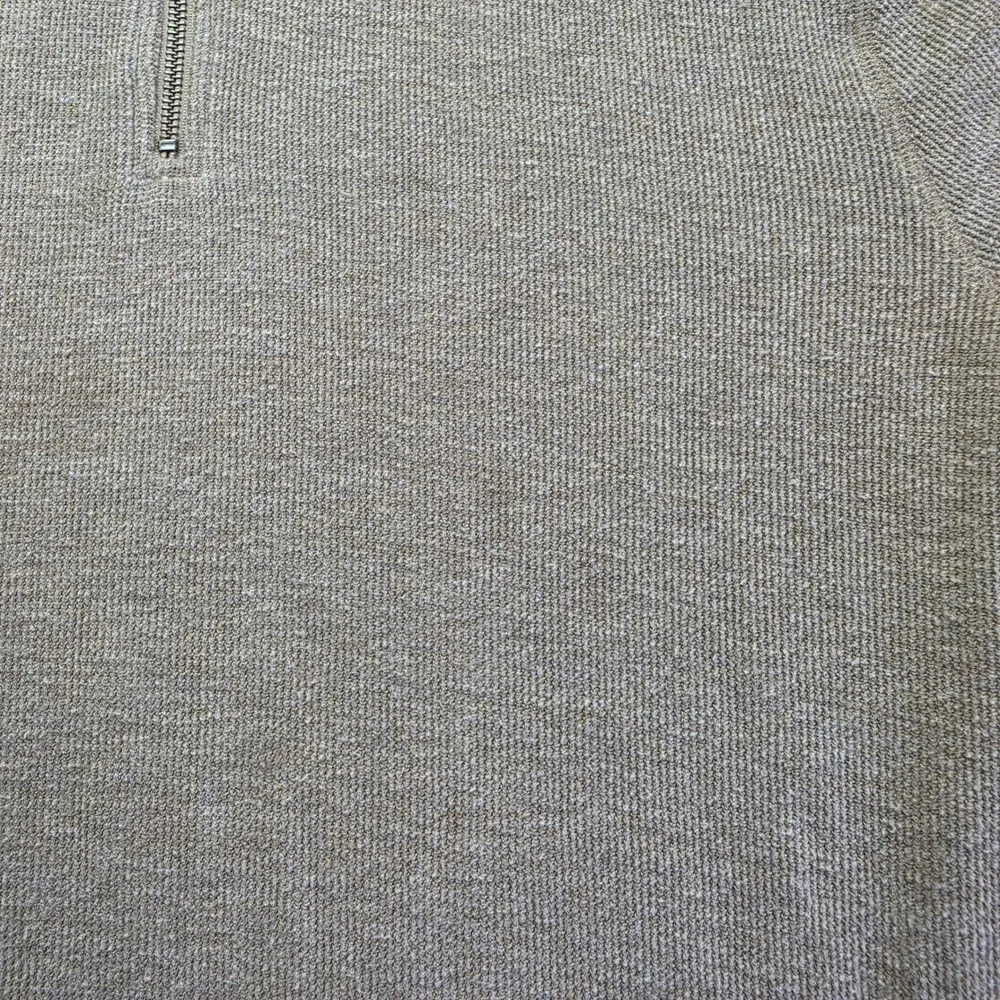 Banana Republic Quarter Zip Pullover Mens XL Tan Waffle Knit Preppy Sweater